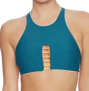 Basta Surf Teal Peach Reversible Bikini Swim Top 6 NWOT